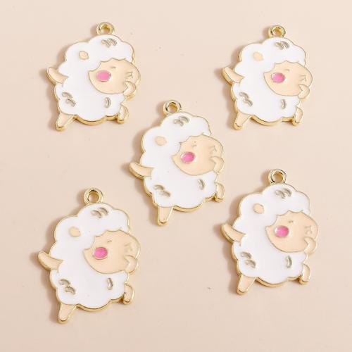 Zinc Alloy Enamel Pendants Sheep plated DIY Sold By Bag