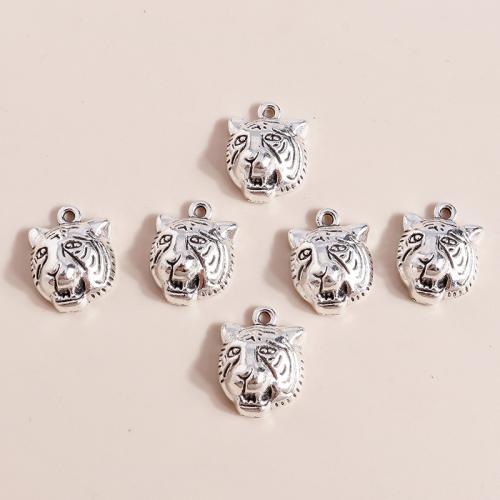 Pendentifs animaux en alliage de zinc, tigre, Placage, DIY, 20PC/sac, Vendu par sac