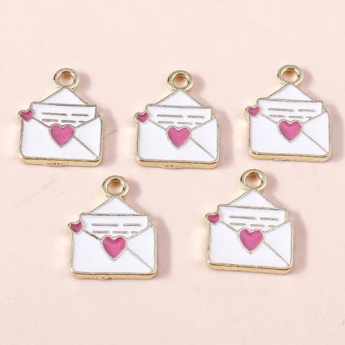 Zinc Alloy émail Pendants, alliage de zinc, Enveloppe, Placage, DIY, 10PC/sac, Vendu par sac