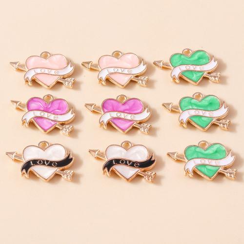 Zinc Alloy Enamel Pendants Heart plated DIY Sold By Bag