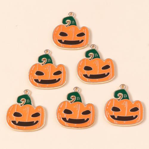 Zinc Alloy Enamel Pendants Pumpkin plated DIY Sold By Bag