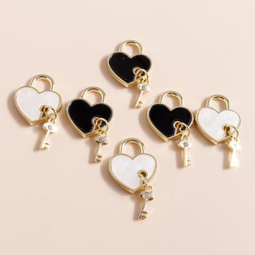 Zinc Alloy émail Pendants, alliage de zinc, coeur, Placage, DIY, 4PC/sac, Vendu par sac