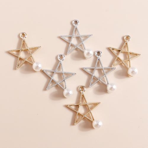 Zinc Alloy Star Pendant with Plastic Pearl plated DIY Sold By Bag