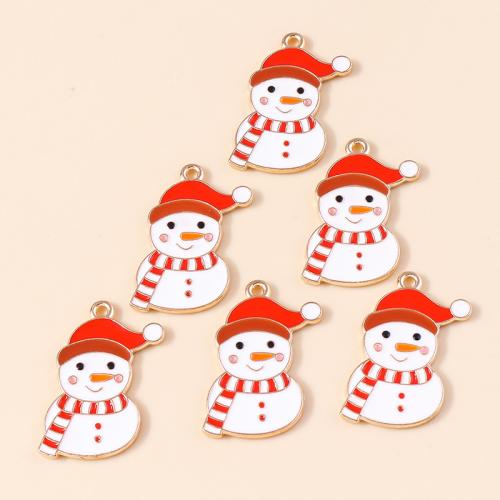 Zinc Alloy Enamel Pendants Snowman plated DIY Sold By Bag