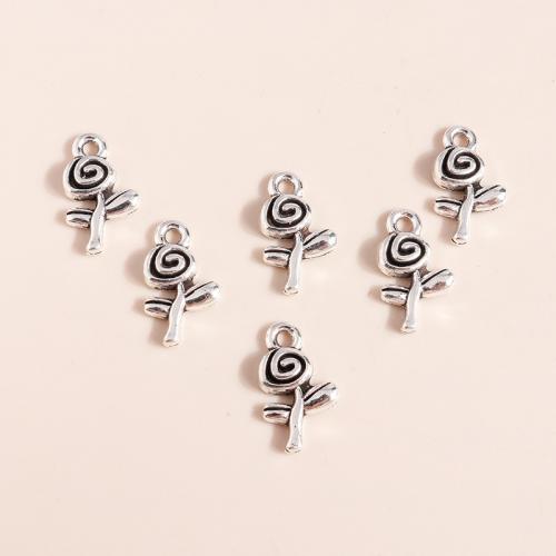 Sinc Alloy Flower Pendants, Rose, plátáilte, DIY, 50ríomhairí pearsanta/Mála, Díolta De réir Mála