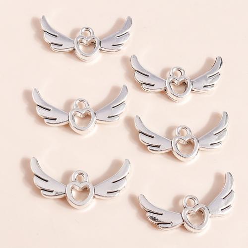 Zinc Alloy Pendants Winged Heart plated DIY Sold By Bag