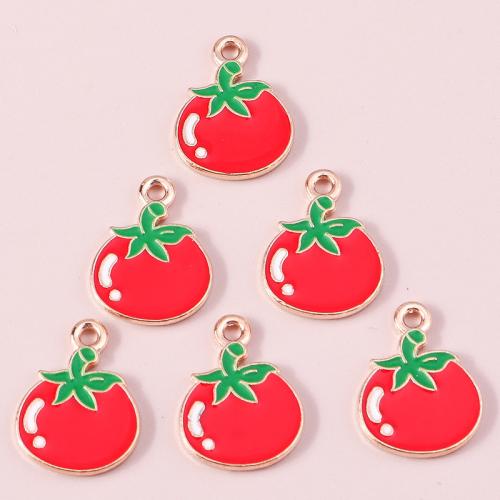 Zinc Alloy émail Pendants, alliage de zinc, Tomate, Placage, DIY, 10PC/sac, Vendu par sac