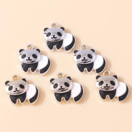 Zinc Alloy Enamel Pendants Panda plated DIY Sold By Bag