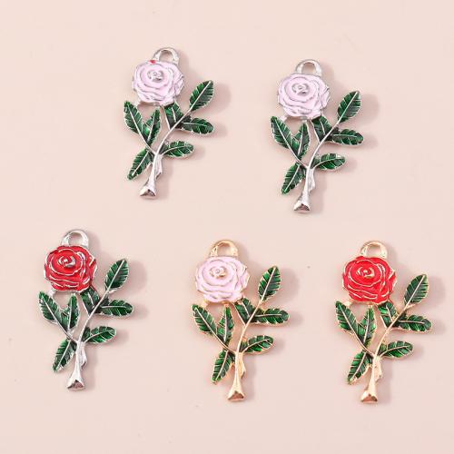 Zinc Alloy Enamel Pendants Flower plated DIY Sold By Bag