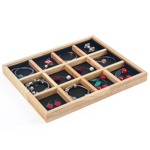 Fashion Jewelry Display Wood with PU Leather & Velveteen Rectangle 12 cells Sold By PC