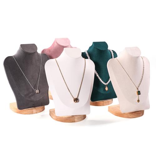 Velvet Necklace Display Wood with PU Leather & Velveteen Sold By PC