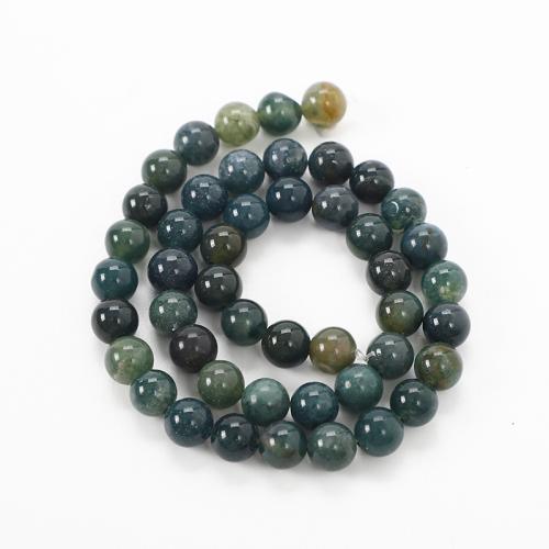 Natural Moss Agate Beads Round DIY green Sold By Strand