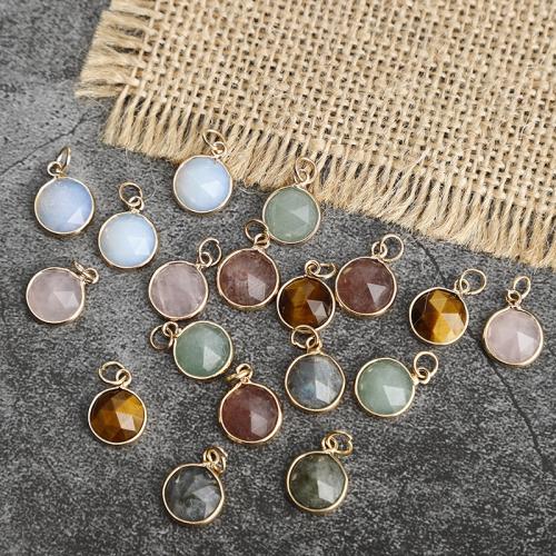 Gemstone Pendants Jewelry Natural Stone with Zinc Alloy gold color plated DIY 11mm Sold By PC