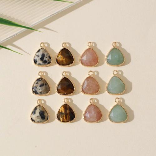 Gemstone Pendants Jewelry Natural Stone with Zinc Alloy Triangle gold color plated DIY Sold By PC