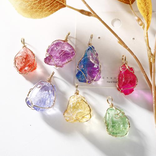 Quartz Gemstone Pendants with Brass irregular gold color plated dyed & DIY length about 25-30mm width about 10-15mm Sold By PC