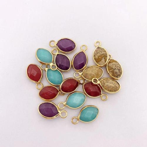 Gemstone Pendants Jewelry with Zinc Alloy Horse Eye gold color plated DIY Sold By PC