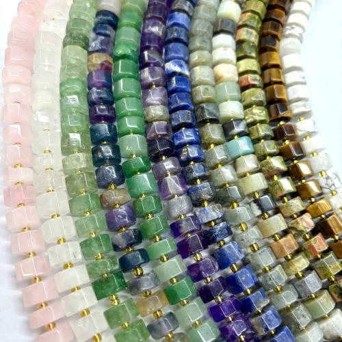 Gemstone smykker perler, Natursten, Flad Rund, du kan DIY & forskellig størrelse for valg, flere farver til valg, 6x10mm, Ca. 49pc'er/Strand, Solgt af Strand