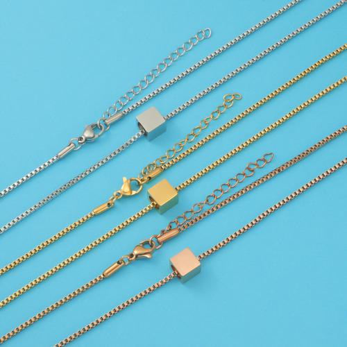 Stainless Steel Jewelry Necklace 304 Stainless Steel Square plated for woman Sold By PC