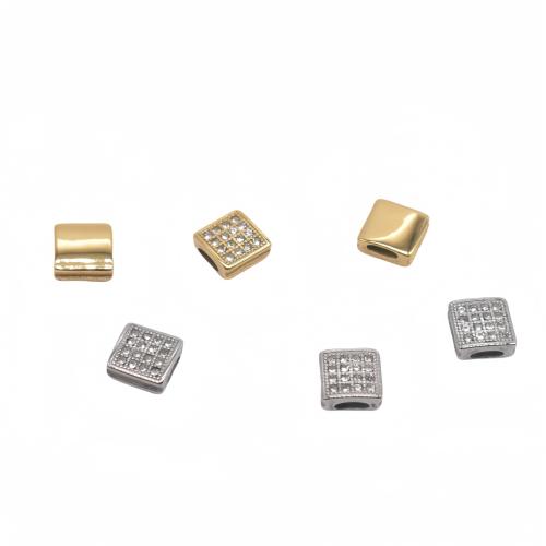 Stainless Steel Beads 304 Stainless Steel Square plated DIY & with rhinestone Sold By PC