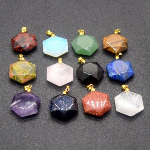 Gemstone Pendants Jewelry Natural Stone Hexagram gold color plated DIY Sold By PC