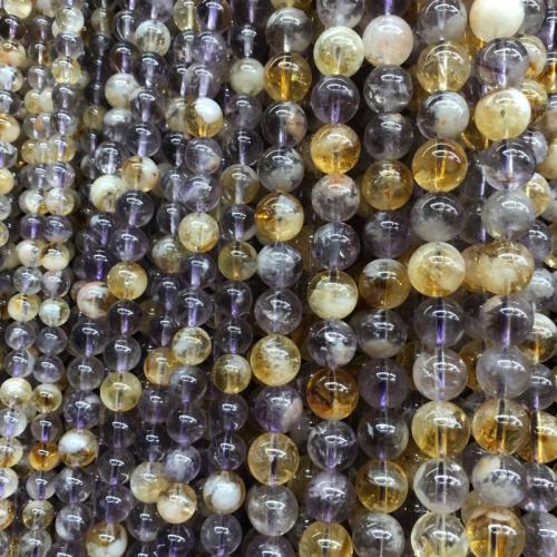 Citrine Beads with Amethyst Round DIY Sold By Strand