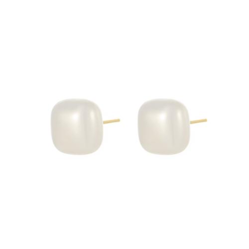 Brass Stud Earring ABS Plastic Pearl with Brass gold color plated fashion jewelry Sold By Pair