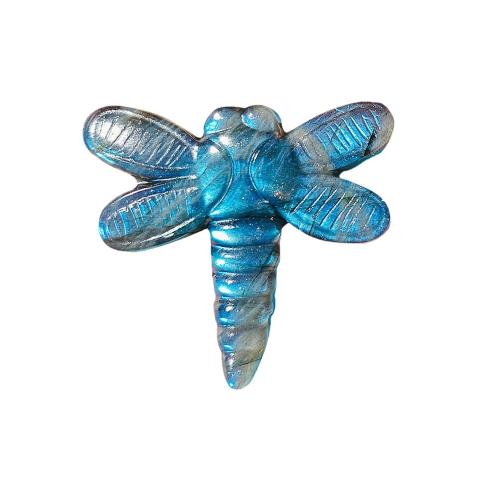 Edelsteen Hangers Sieraden, Labradorite, Dragonfly, DIY, blauw, 38x35mm, Verkocht door PC