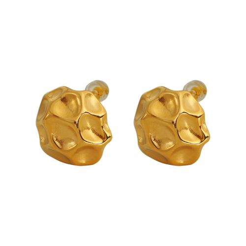 Stainless Steel Stud Earrings 304 Stainless Steel mushroom plated fashion jewelry & for woman golden Sold By Pair