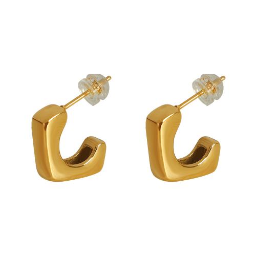 Stainless Steel Stud Earrings 304 Stainless Steel plated fashion jewelry & for woman golden Sold By Pair