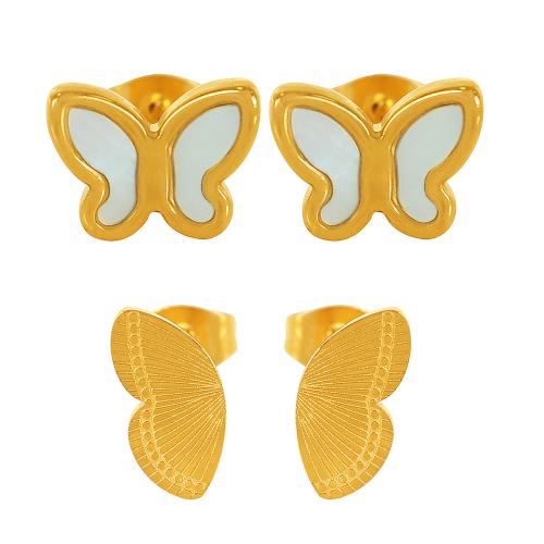 Stainless Steel Stud Earrings 304 Stainless Steel Butterfly plated fashion jewelry & for woman Sold By Pair