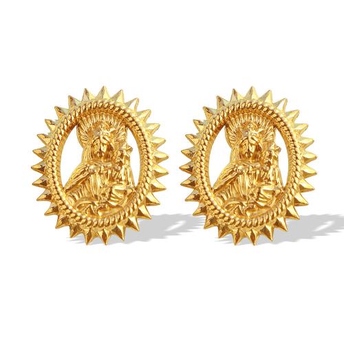 Stainless Steel Stud Earrings 304 Stainless Steel 18K gold plated fashion jewelry & for woman & hollow Sold By Pair