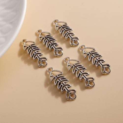 Zinc Alloy Connector Fish Bone plated DIY & 1/1 loop Sold By Bag