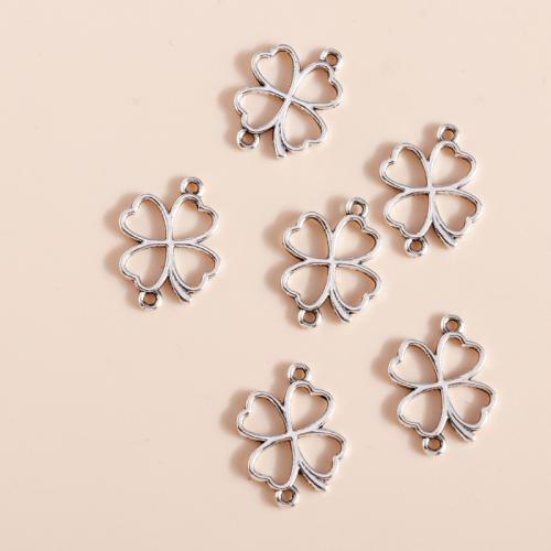 Zinc Alloy Connector Four Leaf Clover plated DIY & 1/1 loop Sold By Bag