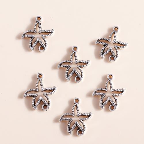 Animal Zinc Alloy Connector Starfish plated DIY & 1/1 loop Sold By Bag