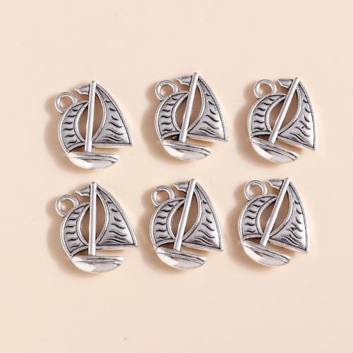 Køretøj Shaped Zinc Alloy Pendler, Sejl båd, forgyldt, du kan DIY, 20pc'er/Bag, Solgt af Bag