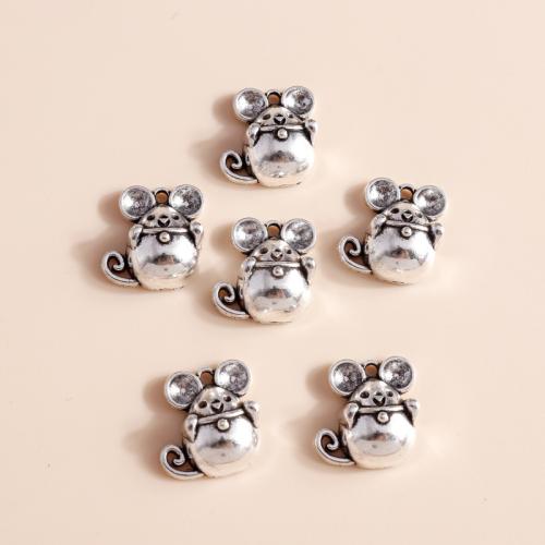 Zinc Alloy Animal Pendants Mouse plated DIY Sold By Bag