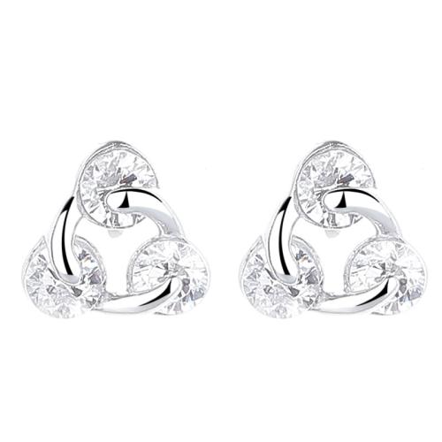 925 Sterling Sølv Stud Earring, Geometrisk mønster, Micro Pave cubic zirconia & for kvinde, flere farver til valg, 5mm, Solgt af par