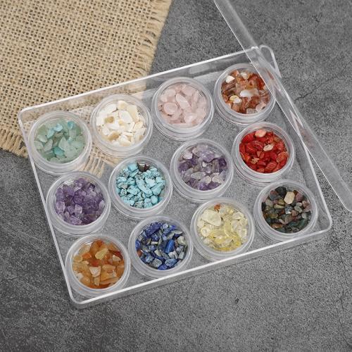 Fashion Nail Supplies Natural Gravel with Plastic Box & Shell DIY small box 30mm diameter and 14.5mm thickness Sold By Box