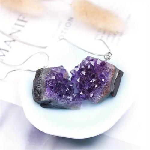 Quartz Gemstone Pendants Amethyst irregular DIY purple 25mm Sold By PC