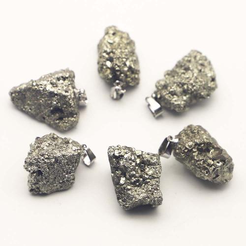 Gemstone Vedhæng Smykker, Golden Pyrite, Uregelmæssig, du kan DIY, Sizeuff1a1.1-3.4cm, Solgt af PC