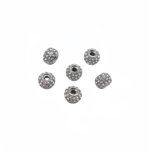 Stainless Steel Beads 304 Stainless Steel plated DIY & with rhinestone Sold By Bag