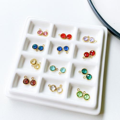 Messing Schmuck Anhänger, mit Glas, goldfarben plattiert, DIY, keine, frei von Nickel, Blei & Kadmium, 6mm, 100PCs/Tasche, verkauft von Tasche