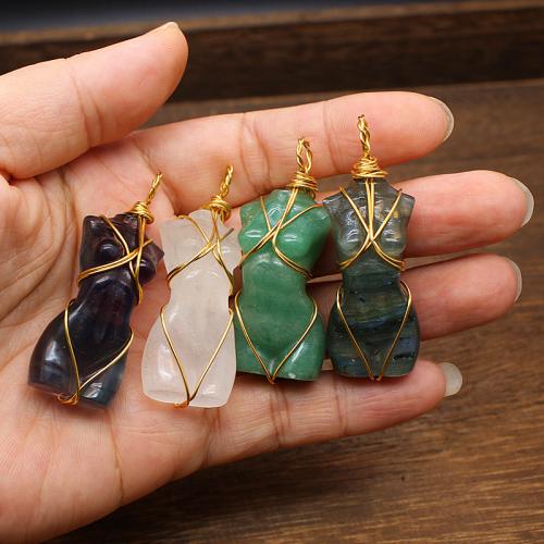 Gemstone Pendants Jewelry Natural Stone with Brass & Zinc Alloy DIY Sold By PC