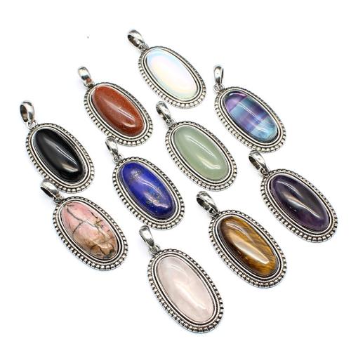 Gemstone Pendants Jewelry Natural Stone with Brass & Zinc Alloy DIY Sold By PC