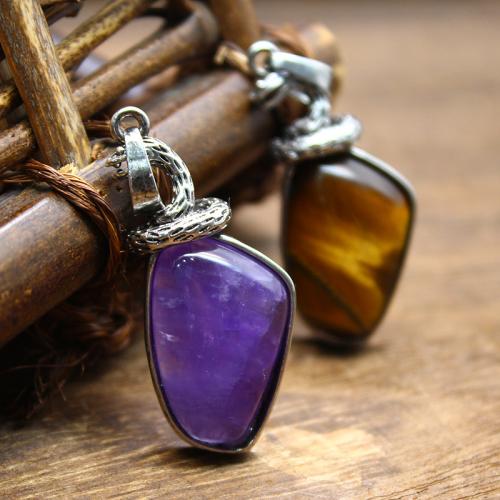 Gemstone Pendants Jewelry Natural Stone with Brass & Zinc Alloy DIY Sold By PC