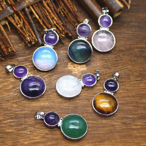 Gemstone Pendants Jewelry Natural Stone with Brass & Zinc Alloy DIY Sold By PC