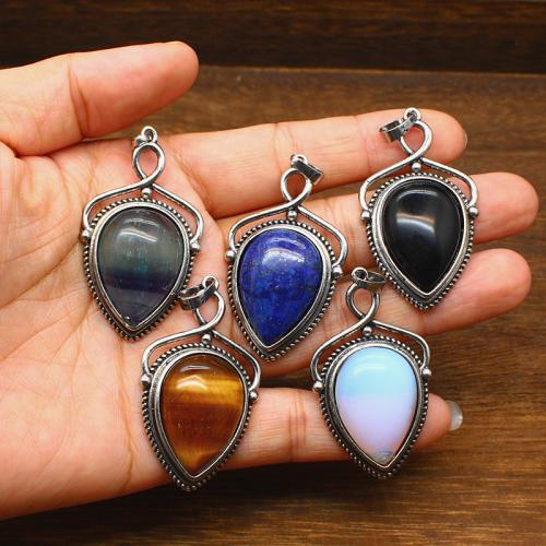 Gemstone Pendants Jewelry Natural Stone with Brass & Zinc Alloy DIY Sold By PC