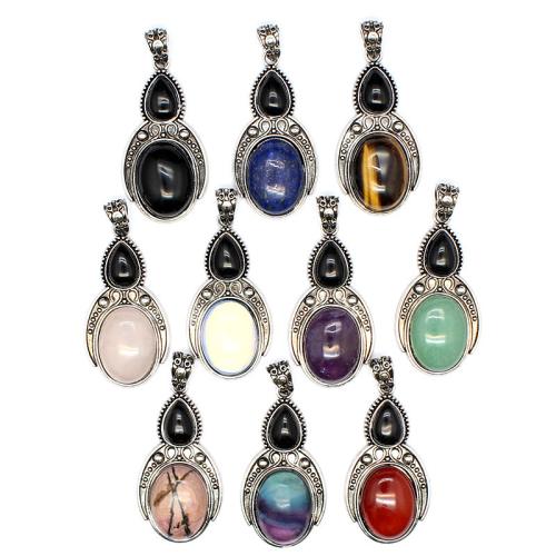 Gemstone Pendants Jewelry Natural Stone with Brass & Zinc Alloy DIY Sold By PC