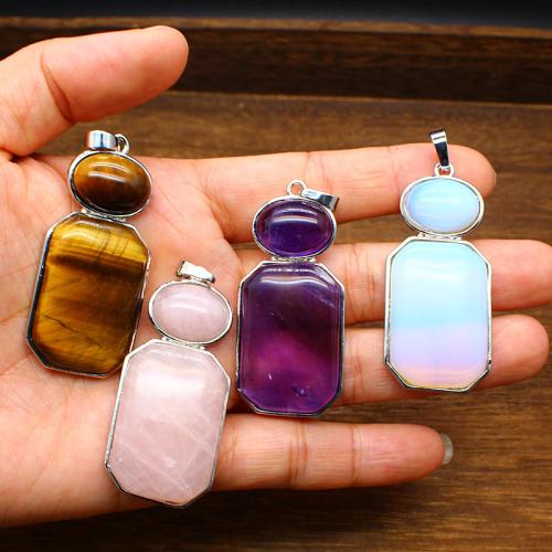 Gemstone Pendants Jewelry Natural Stone with Brass & Zinc Alloy DIY Sold By PC