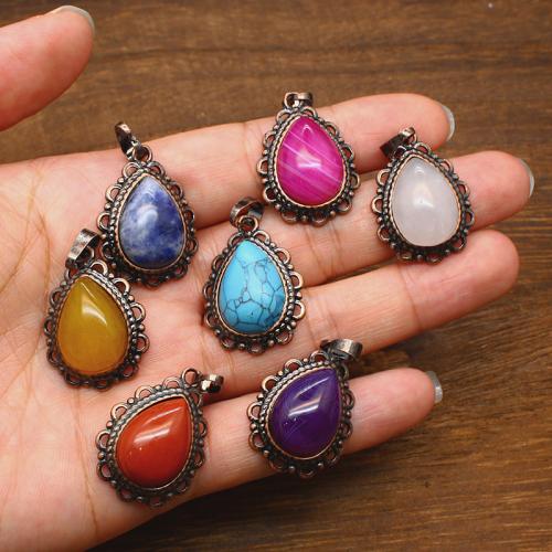 Gemstone Pendants Jewelry Natural Stone with Brass & Zinc Alloy DIY Sold By PC